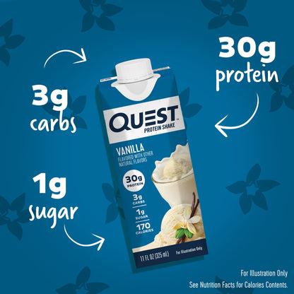 Protein Shake, 30G Protein, Low Carb, Vanilla, Gluten Free, 4 Count