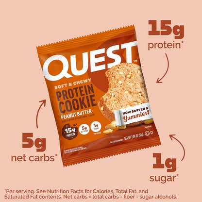 Nutrition Peanut Butter Protein Cookie, 15G Protein, 1G Sugar, 5G Net Carbs, Keto Friendly, High Protein, Low Carb; 12 Count