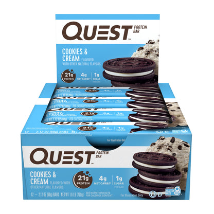 Quest Protein Bar, Cookies & Cream, 21G Protein, 12Ct