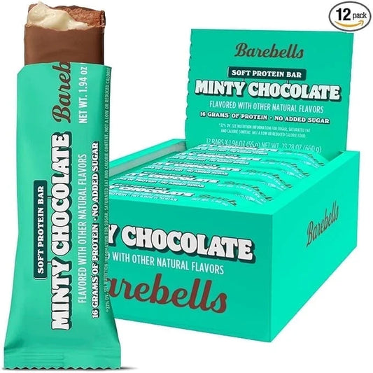 Soft Protein Bars, Minty Chocolate - 12 Count, 16G High Protein Treats - Chocolate Nutrition Bar with 1G Total Sugars - on the Go Breakfast or Post-Workout Snack