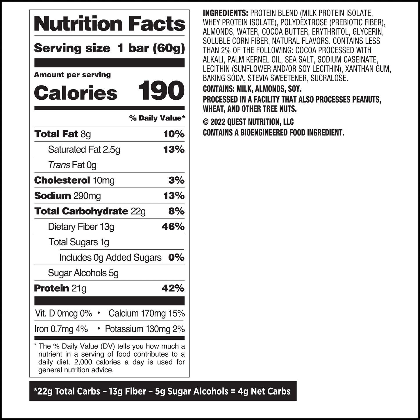 Quest Protein Bar, Cookies & Cream, 21G Protein, 12Ct