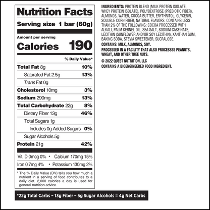 Quest Protein Bar, Cookies & Cream, 21G Protein, 12Ct