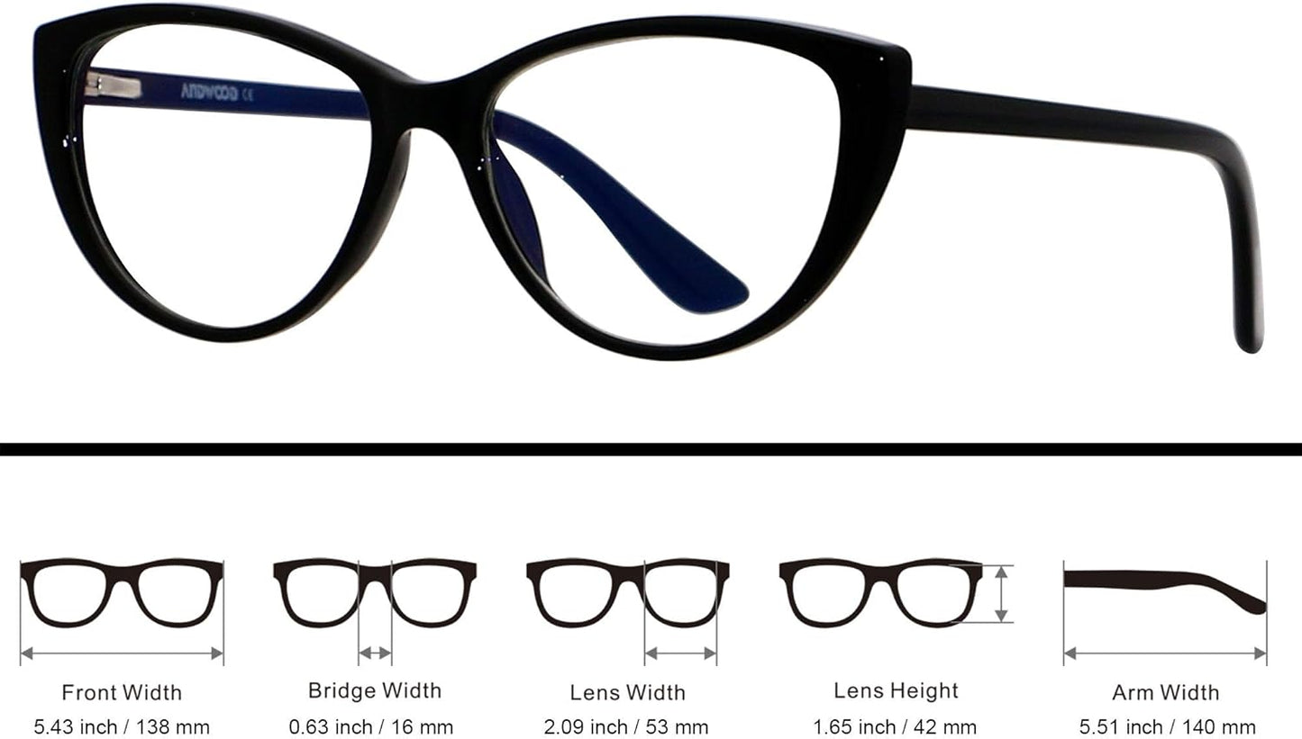 Blue Light Blocking Glasses Women Bluelight Blocker Computer Cateye Clear Cat Eye Eyeglasses Frame AR003