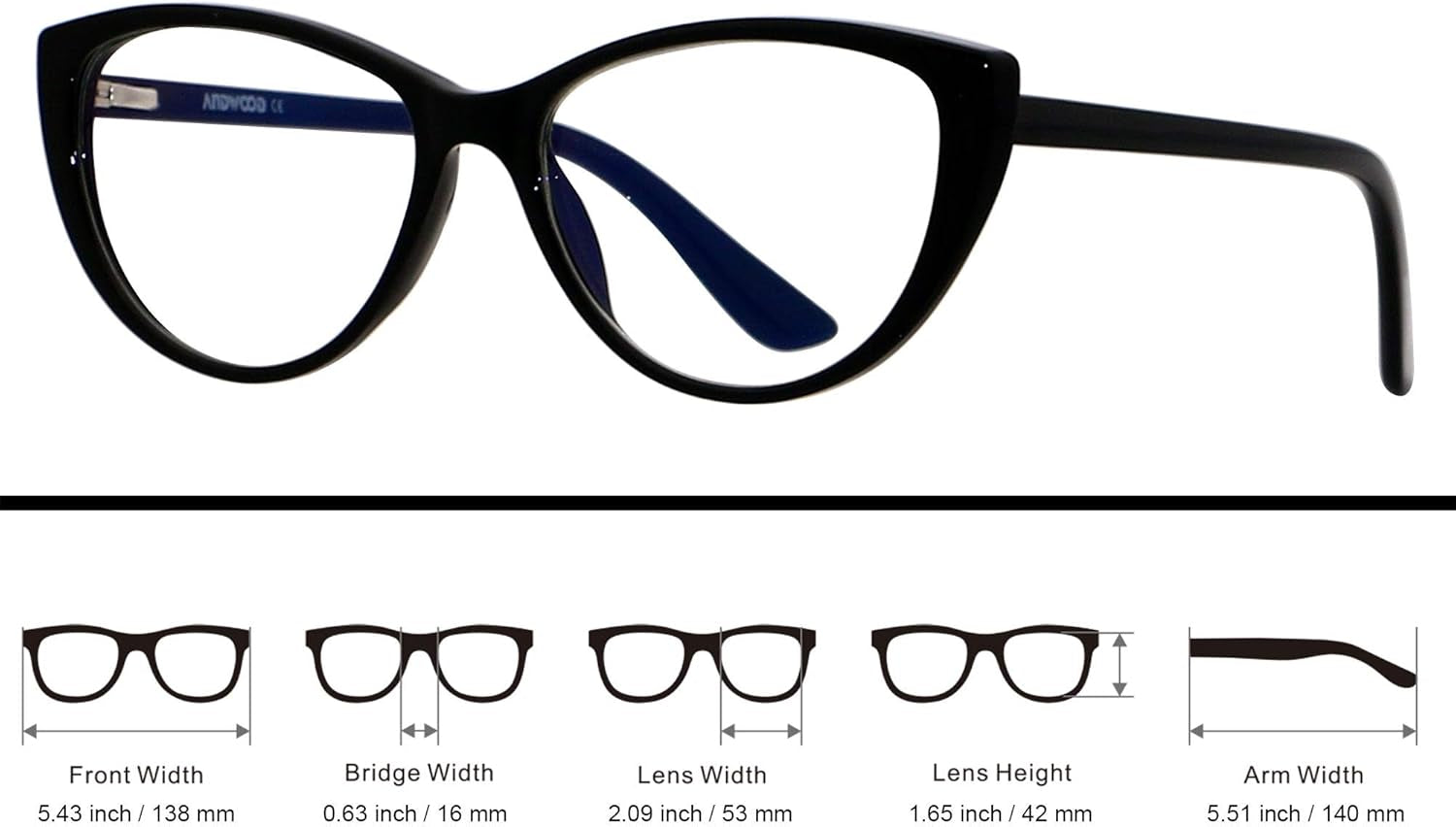 Blue Light Blocking Glasses Women Bluelight Blocker Computer Cateye Clear Cat Eye Eyeglasses Frame AR003