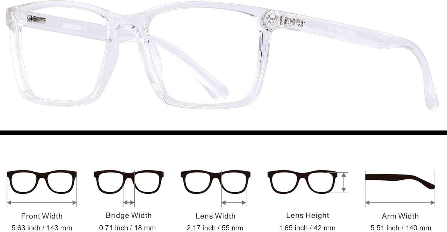 Blue Light Blocking Glasses Men Women Computer Filter Large Frame Bluelight Blocker anti Blue Ray Lightweight AR002