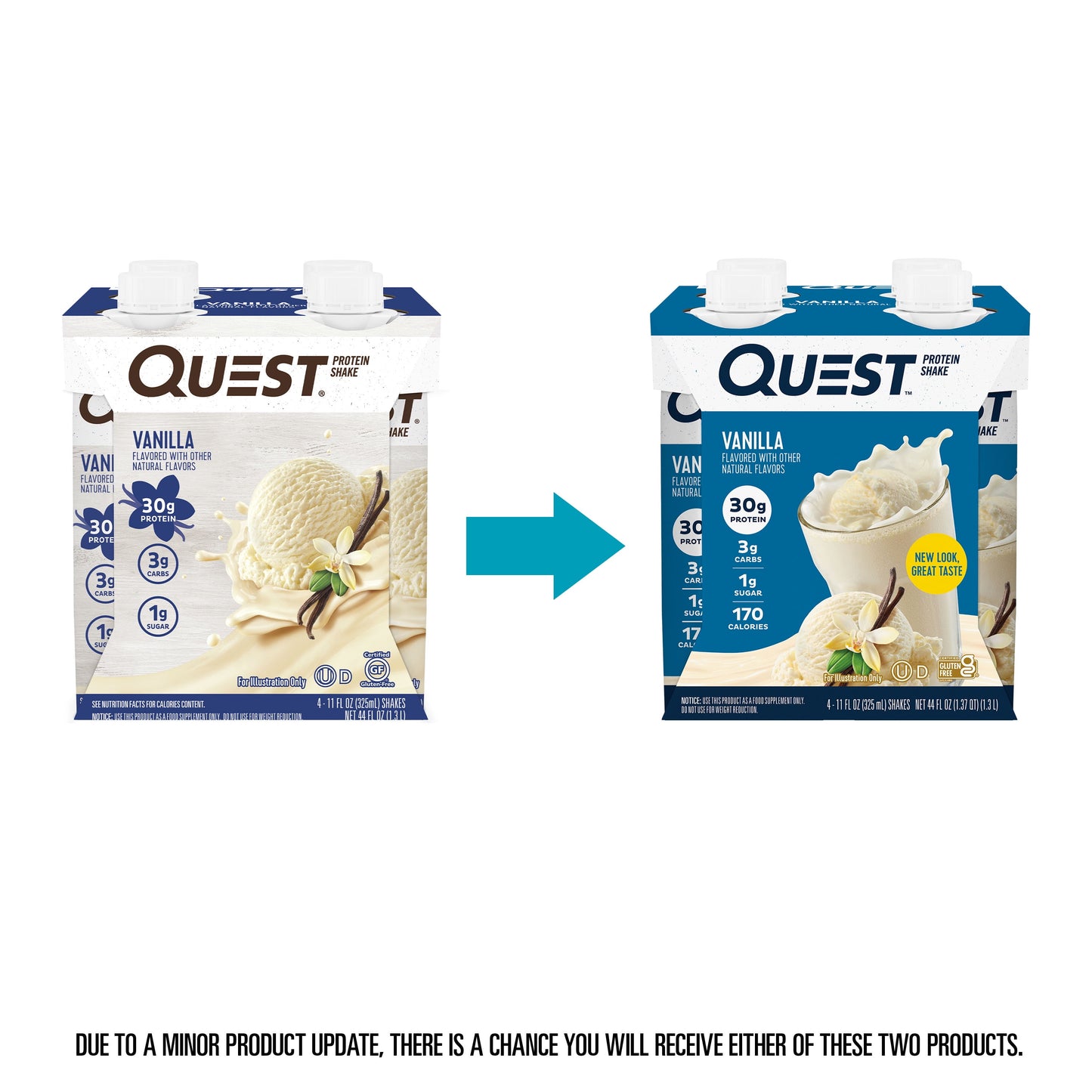 Protein Shake, 30G Protein, Low Carb, Vanilla, Gluten Free, 4 Count