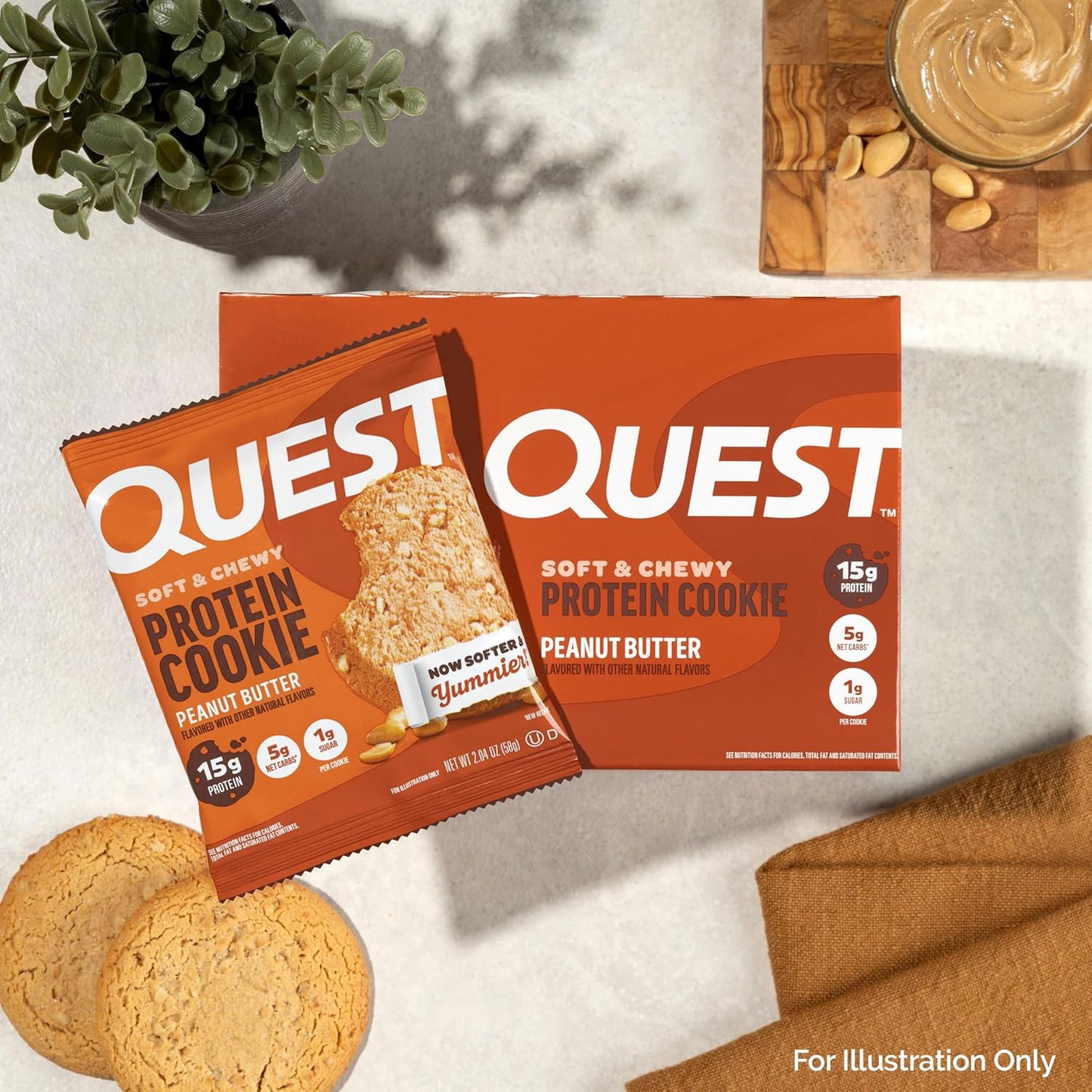 Nutrition Peanut Butter Protein Cookie, 15G Protein, 1G Sugar, 5G Net Carbs, Keto Friendly, High Protein, Low Carb; 12 Count
