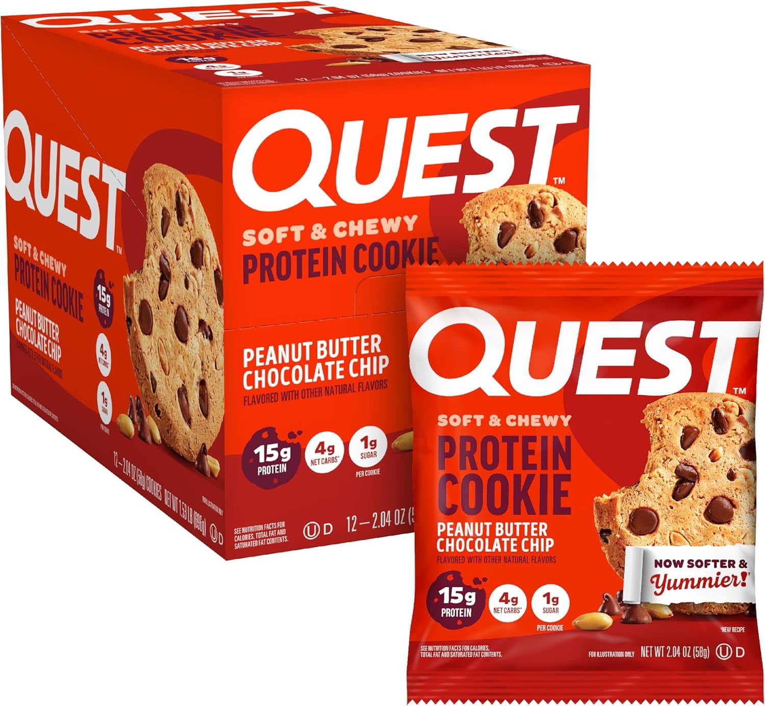 Nutrition Peanut Butter Chocolate Chip High Protein Cookie, Keto Friendly, Low Carb, 24.5 Oz, 12 Count (Pack of 1)