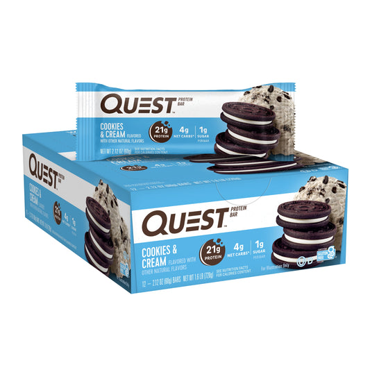 Quest Protein Bar, Cookies & Cream, 21G Protein, 12Ct