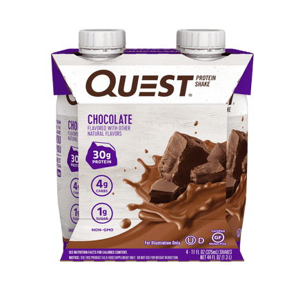 Quest Protein Shake, Chocolate, 30G Protein, Gluten Free, 4 Count