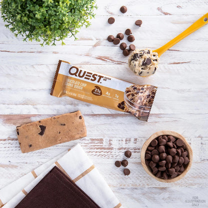 Quest Protein Bar, Chocolate Chip Cookie Dough, 21G Protein, Gluten Free, 12 Count