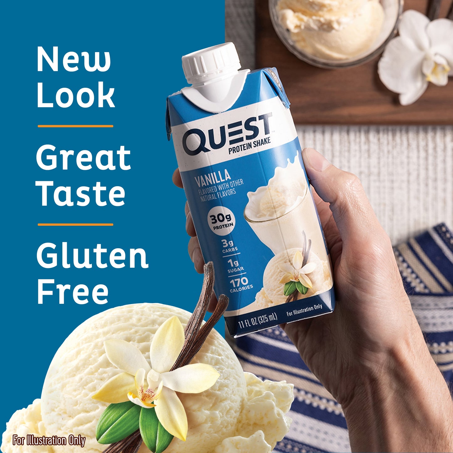 Protein Shake, 30G Protein, Low Carb, Vanilla, Gluten Free, 4 Count